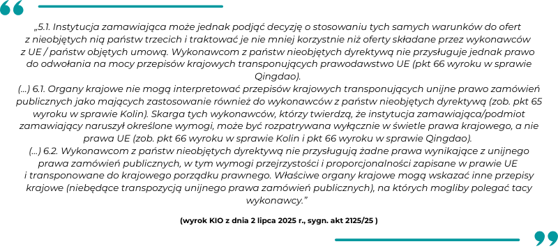 Odwołania podmiotów z państw trzecich - wyrok KIO z dnia 2 lipca 2025 r., sygn. akt 2125/25 